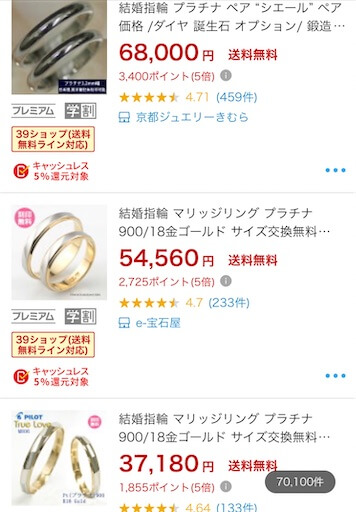 楽天の結婚指輪